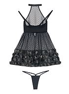 Babydoll, tulle skirt, floral lace, polka dot, plus size